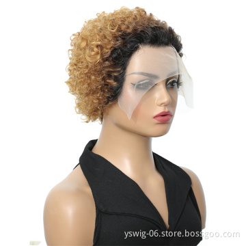 New Design Natural Color 1b/27# Short Pixie Brazilian Bob Cut Wig for Women